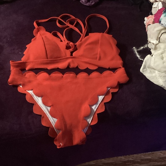 Source Unknown Other - Source Unknown Red Scalloped Bikini